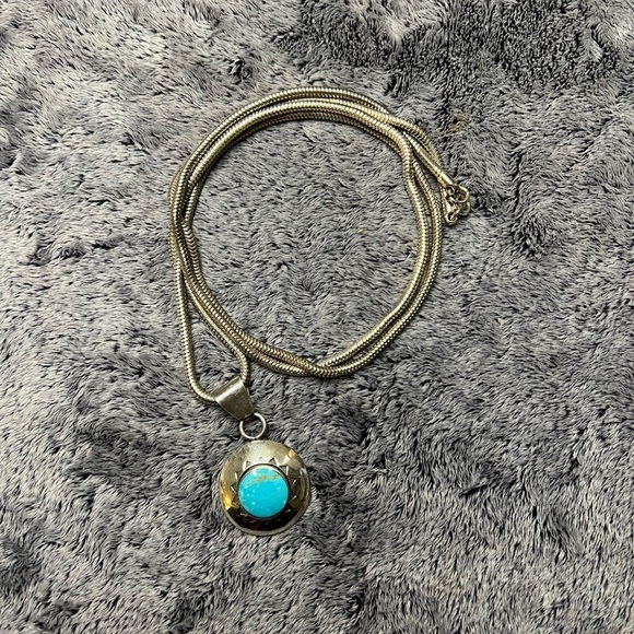 BOBBY APACHITO Sterling Silver Turquoise Pendant - Picture 2 of 5